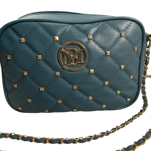 Badgley Mischka Teal & Gold Quilted Crossbody - Picture 8 of 10